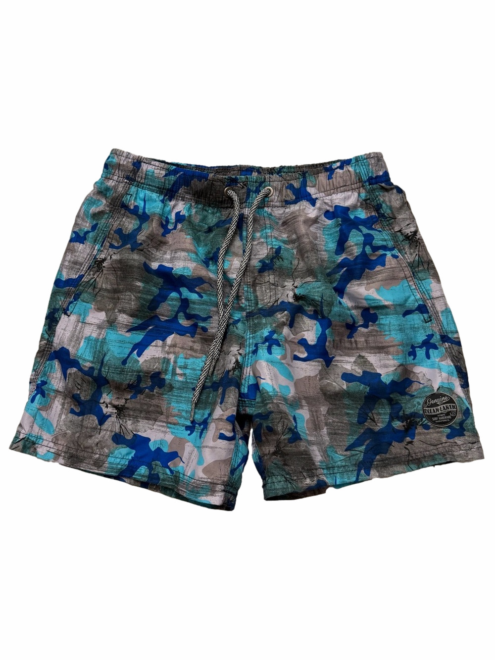 Ocean Earth Genuine Surf Men Medium Blue Camo Lined Swim Trunks